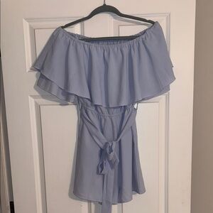 Off-Shoulder Light Blue Romper - L